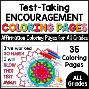 Preview of State Testing Encouragement Coloring Pages: Positive Affirmations for Motivation