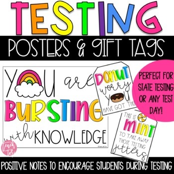 Preview of State Testing Encouragement Gift Tags and Posters