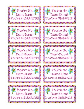 state testing motivation candy treat tag youre no dum dum youre a