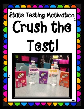 Preview of State Testing Motivational Crush the Test Drink Mix Water Bottle Tag