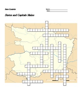 States and Capitals Maine State Symbols Crossword Puzzle by Sunflower