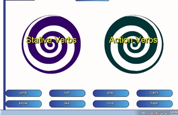 Preview of State and action verbs vortex smart board activity