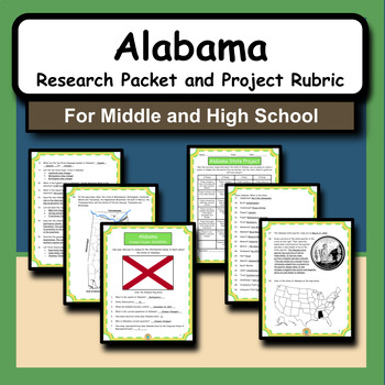 Preview of State of Alabama Research Packet and Project Activity for Social Studies Class
