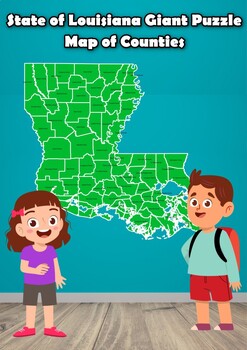 Preview of State of Louisiana Giant Puzzle Map of Parish Counties