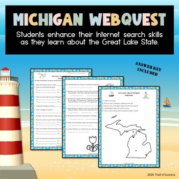 Preview of Michigan Webquest Worksheets Informational Reading Research Activity