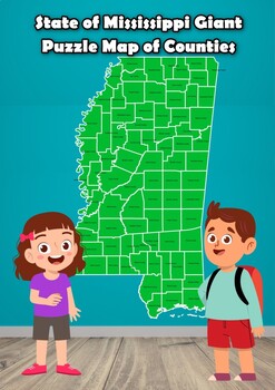 Preview of State of  Mississippi Giant Puzzle Map of Counties