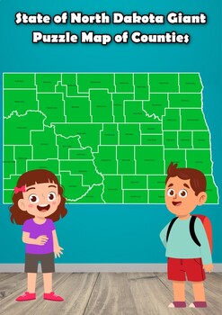 Preview of State of  North Dakota Giant Puzzle Map of Counties