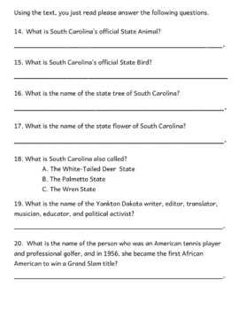 South Carolina's Geography, History, fun facts and reviews (PRINTABLE)