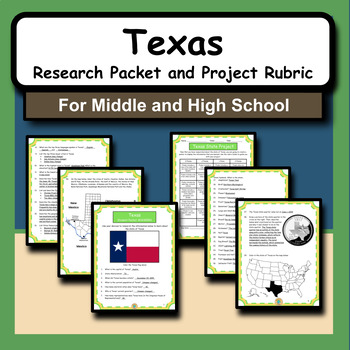 Preview of State of Texas Research Packet and Project Activity for Social Studies