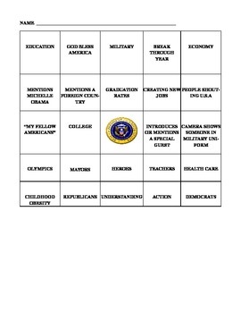 Preview of State of the Union Bingo