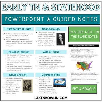 Preview of Statehood and Early Tennessee History PowerPoint and Notes Set