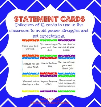Preview of Statement Cards: A behavior intervention