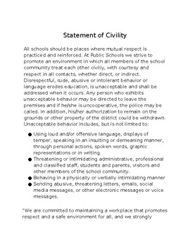 Preview of Statement of Civility (Editable resource)