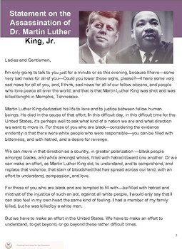 Preview of Statement on the Assassination of Dr. Martin Luther King, Jr - Reading-Passages