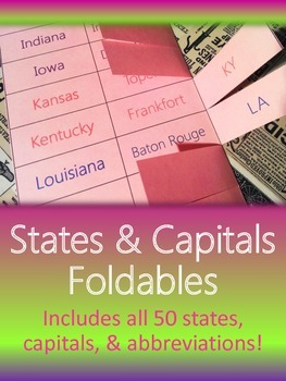 Preview of States, Capitals, & Abbreviations Foldables {Interactive Notebook or Flashcards}