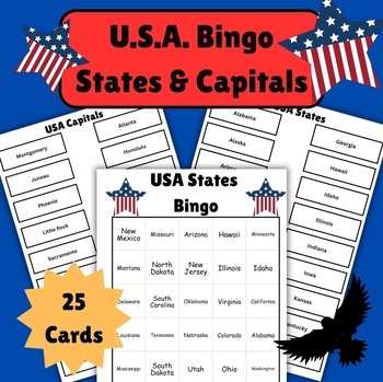 Preview of States & Capitals Bingo- 25 Cards