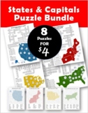 States & Capitals Crossword Puzzle and Word Search Bundle