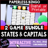 States & Capitals Digital Bingo Games Bundle - Paperless I
