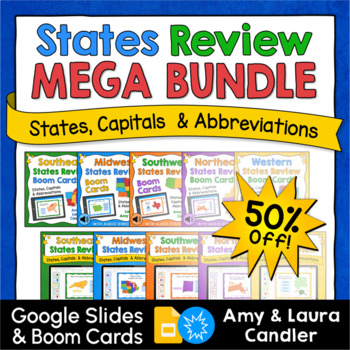 Preview of States & Capitals Digital Google Slides & Boom Cards Mega Bundle (Save 50%)
