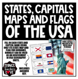 States, Capitals, Maps & Flags of the USA Activity/Assessm