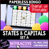 States & Capitals - Set A - Digital Bingo Game - Paperless