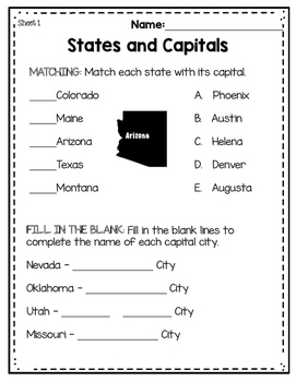 States & Capitals Worksheets by The Book is Always Better | TpT
