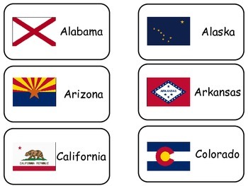 Preview of The Flags of the 50 States of the United States of America. States Flash Cards.