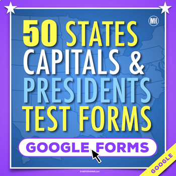 Preview of States Test, Capitals Test, & Presidents Test | Google Forms + Google Classroom