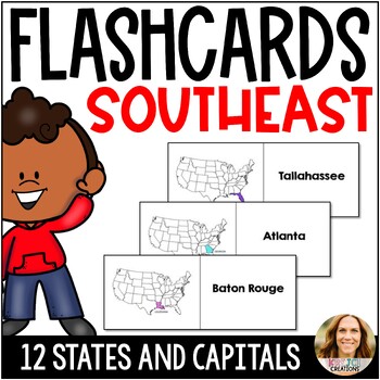 Preview of States and Capital Southeast Region Flashcards and Match Game - Test Prep