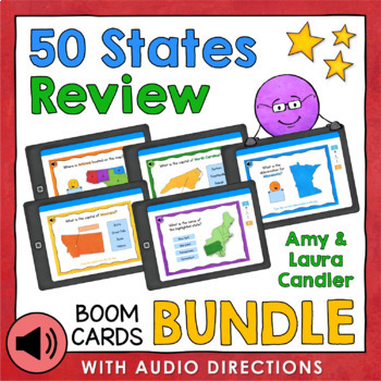 Preview of States and Capitals Boom Cards Bundle (With Audio Options)