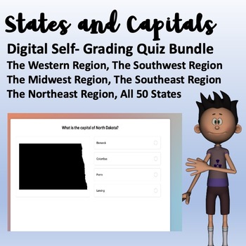 Preview of States and Capitals Digital Self-Grading Tests 