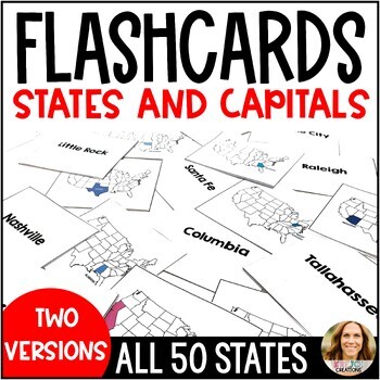 Preview of U.S. States and Capitals Flashcards with State Labels and Maps - Test Prep