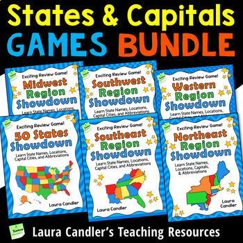 Preview of States and Capitals Games Bundle | Learn the 50 States, Region by Region!
