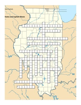States and Capitals Illinois State Symbols Crossword Puzzle by Sunflower
