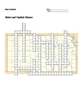 States and Capitals Kansas State Symbols Crossword Puzzle by Sunflower