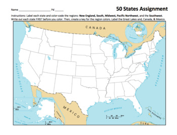 States And Capitals Map Assignment Chart The 50 States And Capitals