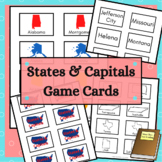 States and Capitals Matching Game Cards for Memory and Go Fish