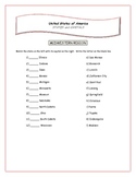 States and Capitals Matching Worksheets