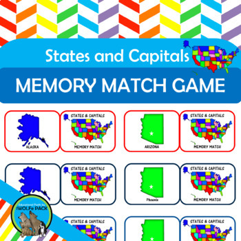 Preview of States and Capitals Memory Match Game FREE