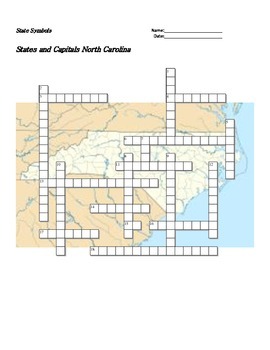 States and Capitals North Carolina State Symbols Crossword Puzzle