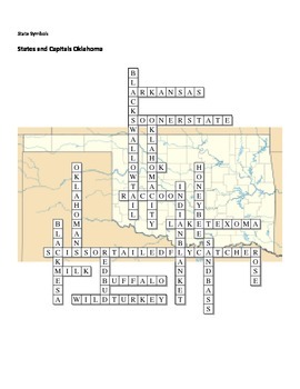 States and Capitals Oklahoma State Symbols Crossword Puzzle by Sunflower