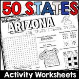 States and Capitals Puzzles and Worksheets