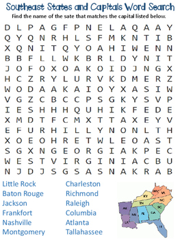 States and Capitals Word Searches by Region by Tawny Gutierrez | TpT