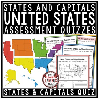 Preview of 50 US States and Capitals by Region Test Quiz Regions of The United States