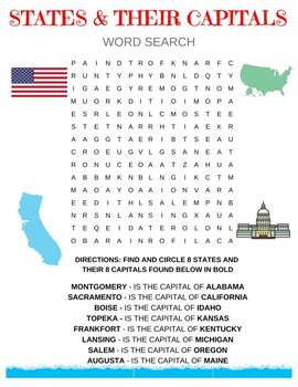 Preview of States and their Capitals Word Search-1