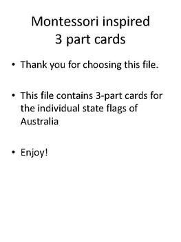 Preview of States of Australia Montessori inspired 3 part cards