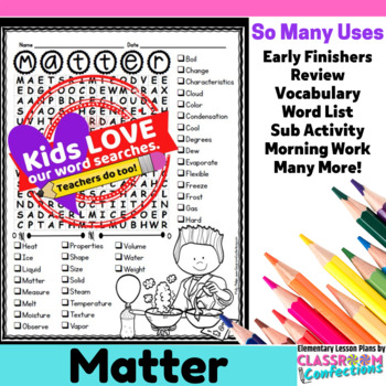 states of matter activity states of matter word search vocabulary