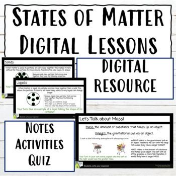 Preview of States of Matter 5th Grade | Digital Notes, Activities, and Quiz