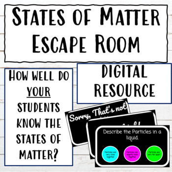 Preview of States of Matter 5th Grade Escape Room | Digital Review Activity