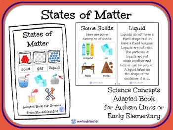 States Of Matter A Science Concept Adapted Book For Autism Units Or Early Elem